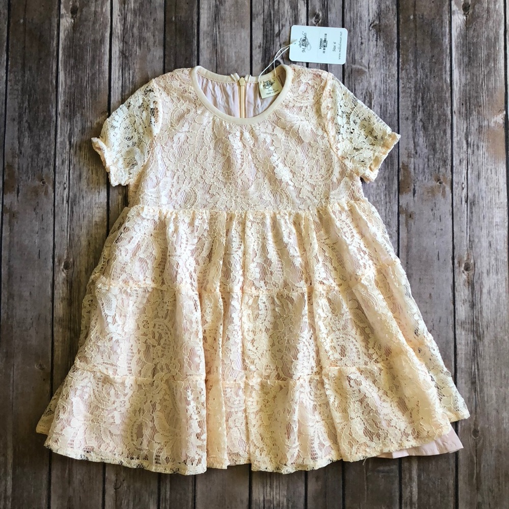 BRAND NEW pink/peach Lace Overlay Dress